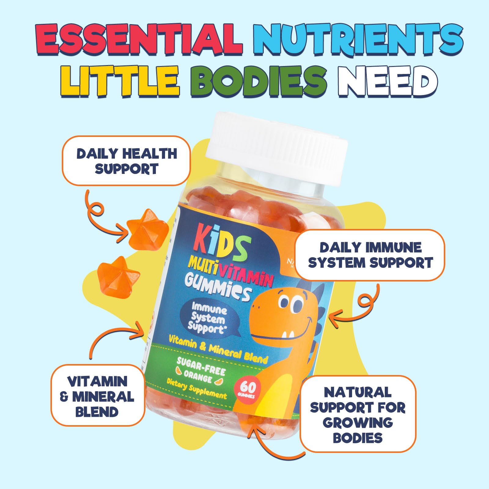 Nature's Nutrition Kids Multivitamin Zinc Vitaminas Nino: zinc y vitaminas para apoyo diario.