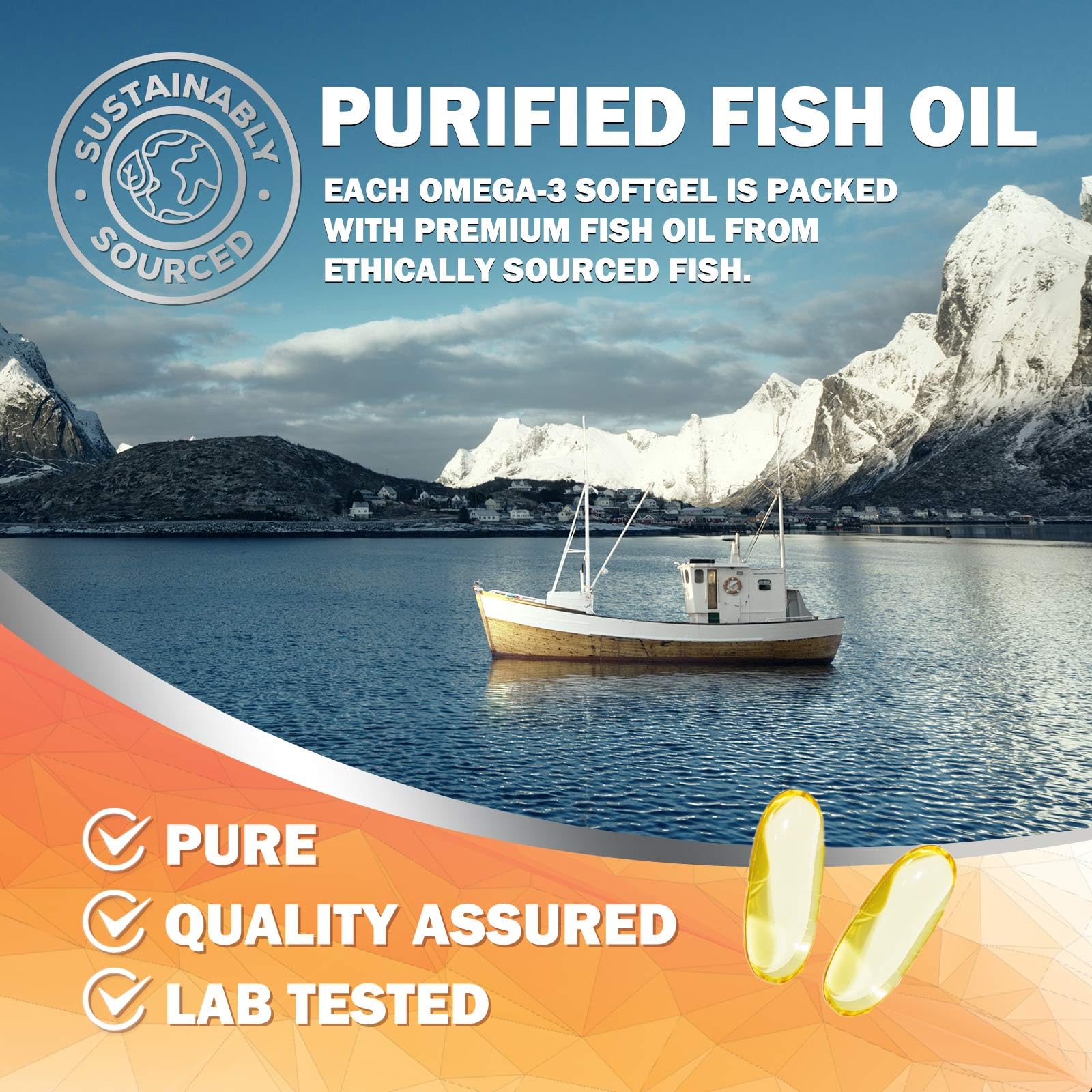 Nature's Nutrition lemon-flavored softgels pouring into hand