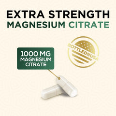 Nature's Nutrition magnesium citrate 1000 mg bottle label shows USA bottled quality.