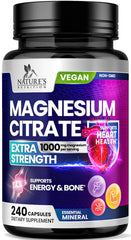 Nature's Nutrition magnesium citrate 1000mg bottle supports daily wellness with highly bioavailable formulation.