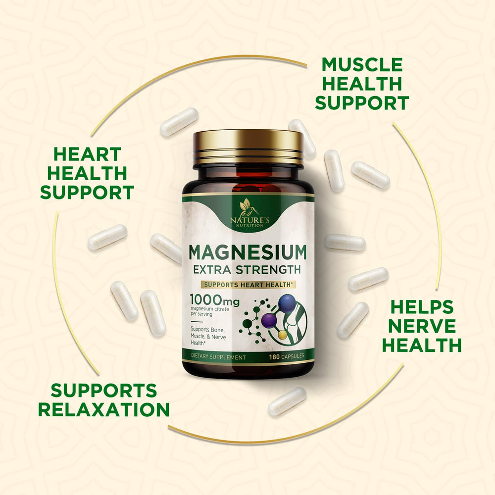 Nature's Nutrition magnesium citrate 1000 mg packaging design showcasing clarity.