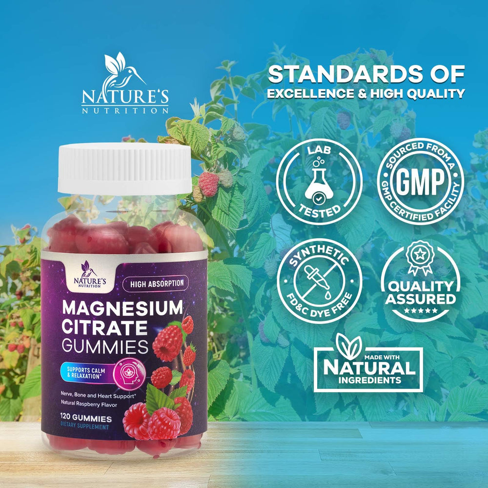 Nature's Nutrition magnesium citrate gummies kids pack signals kid-friendly, tasty chewables for daily routine