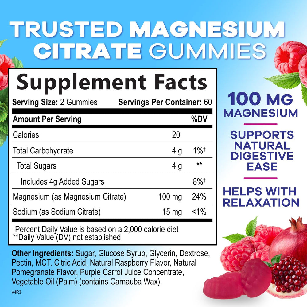 Nature's Nutrition magnesium citrate gummies pour demonstrates easy, on-the-go daily wellness for adults and kids