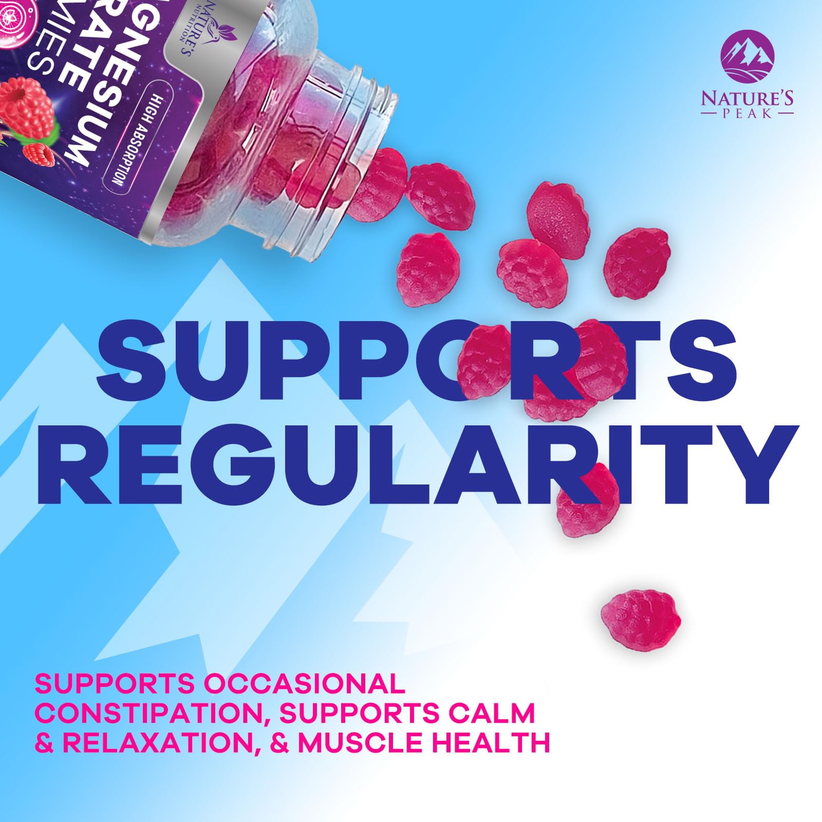 Nature's Nutrition magnesium citrate gummies vegan formula with high absorption