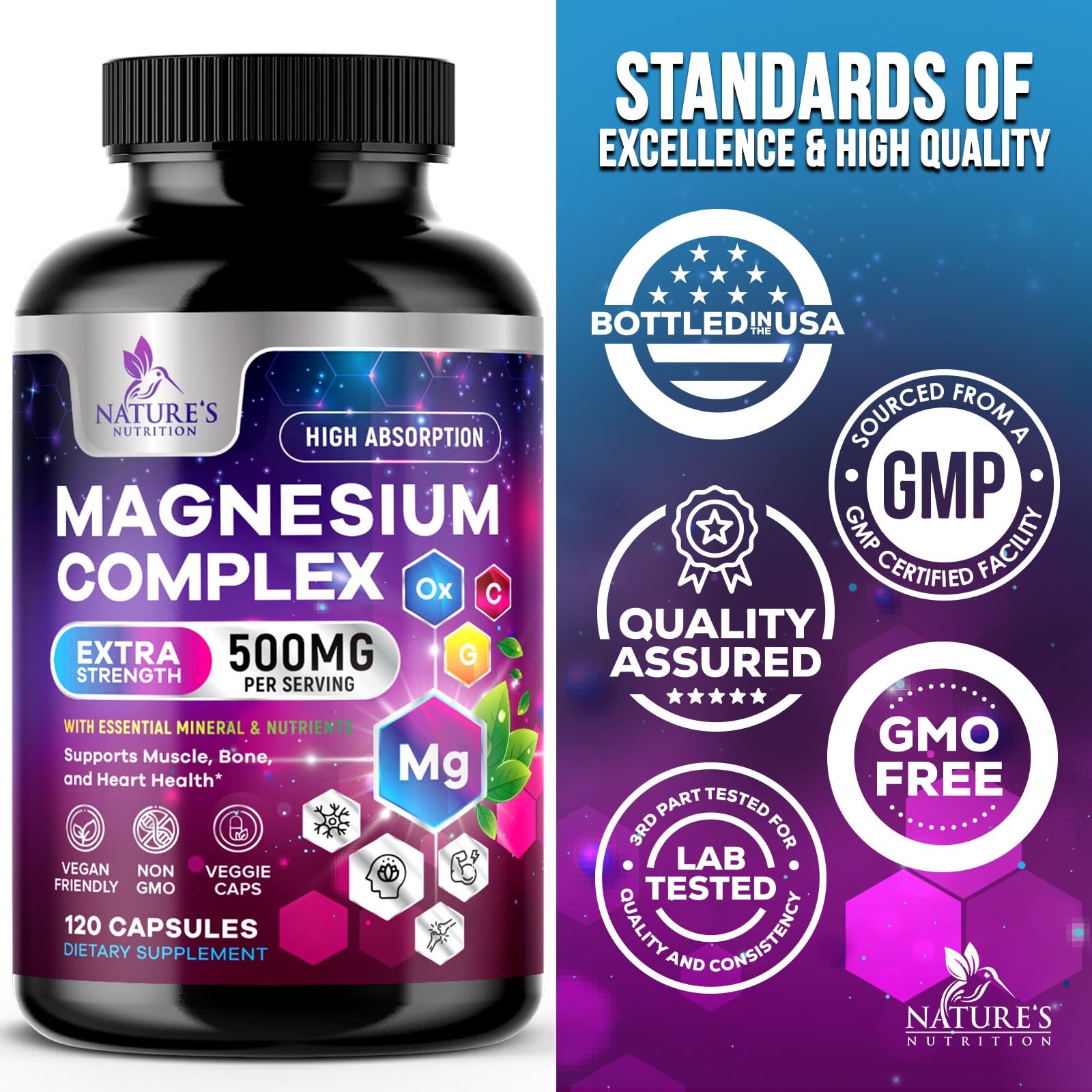 Close-up of bottle cap and capsules for easy daily use.