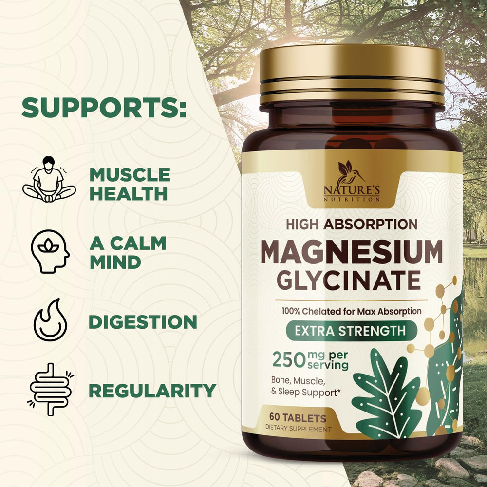 Ingredient list for Nature's Nutrition Magnesium Glycinate 250 mg