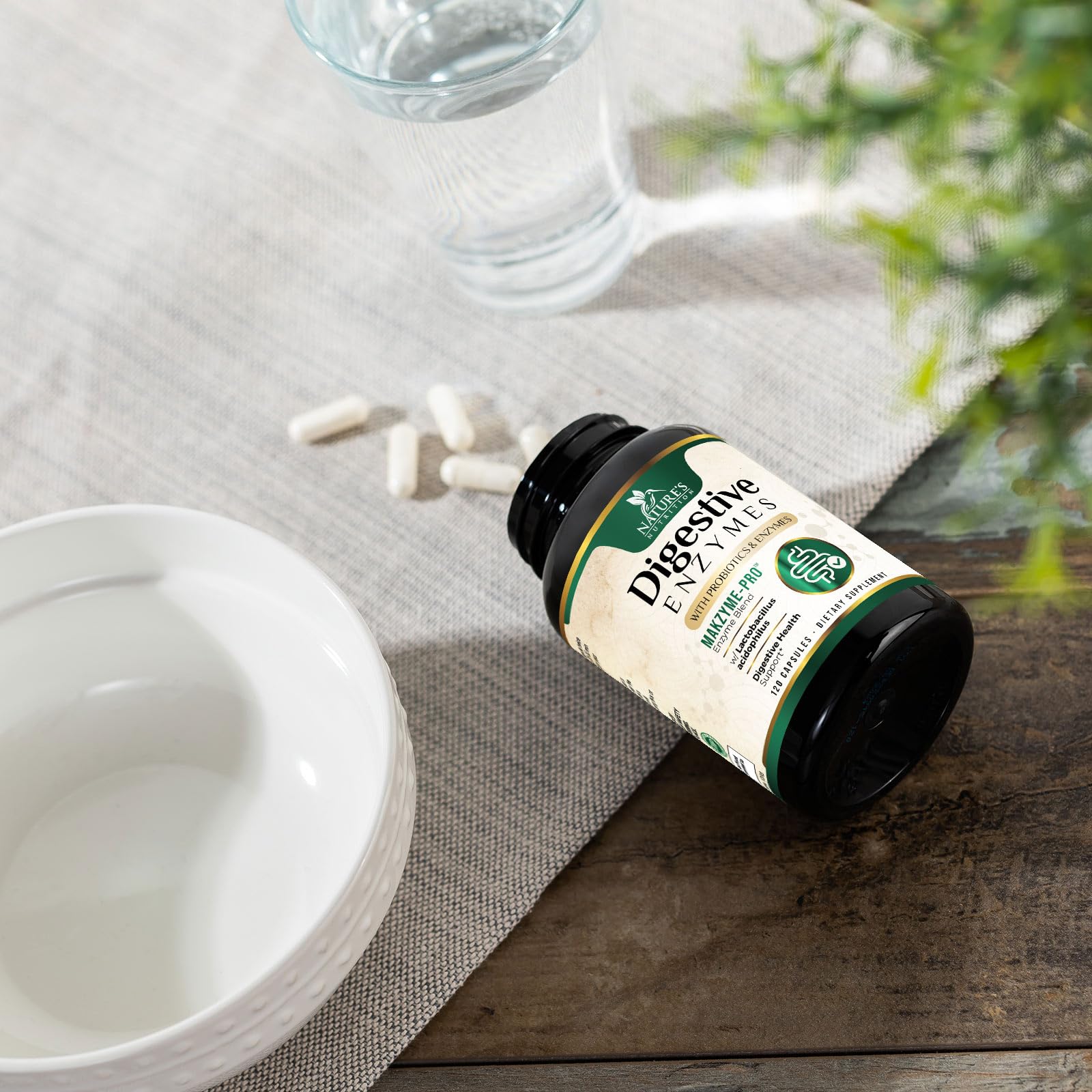 Nature's Nutrition max absorption enzymes label close-up