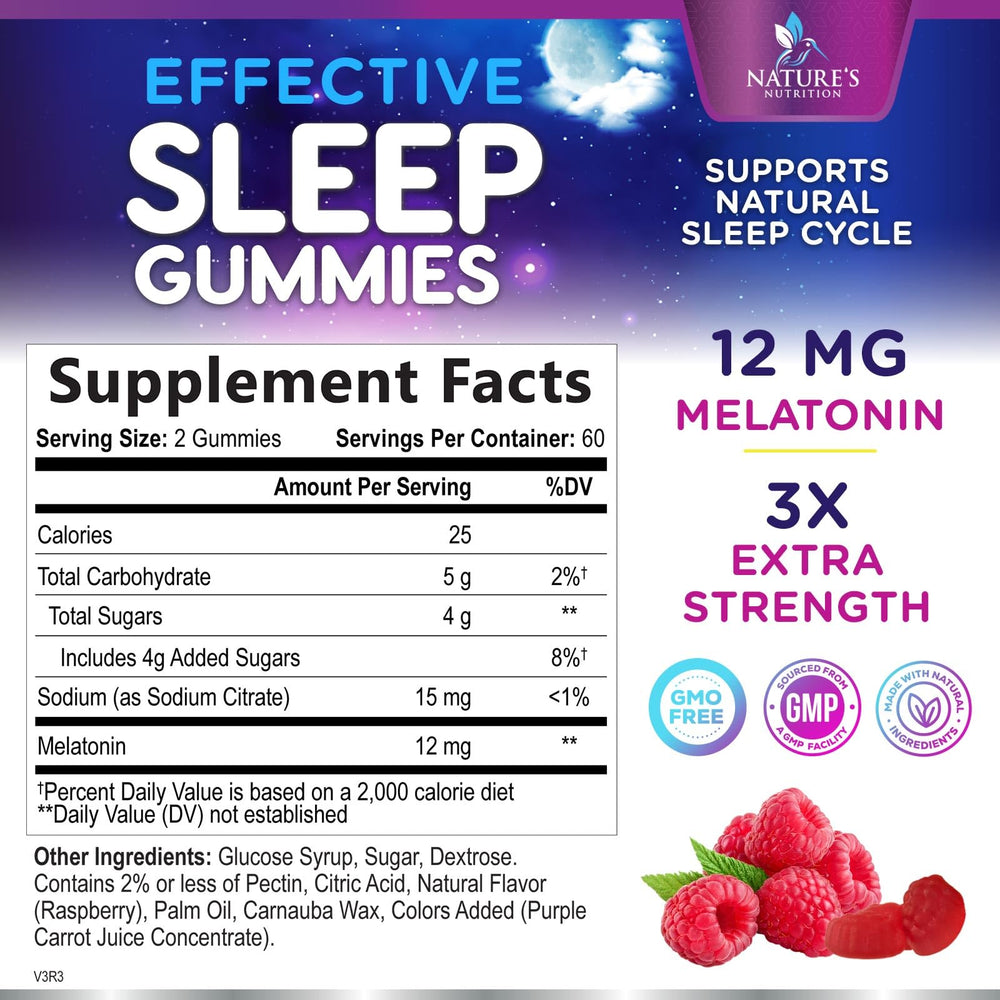 Nature's Nutrition melatonin gummies being poured for nightly intake before bed