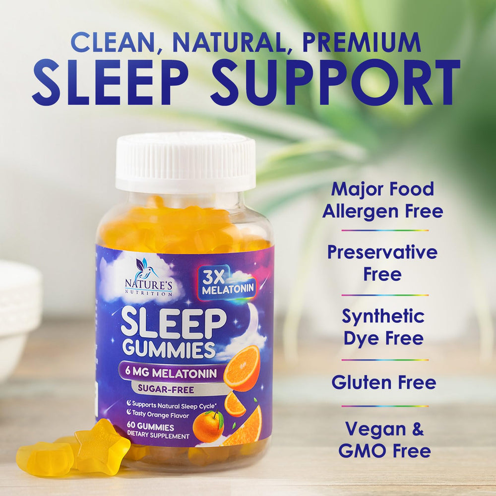 Nature's Nutrition melatonin sleep gummies nighttime routine usage scenario.