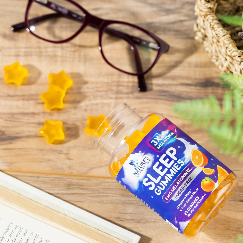 Nature's Nutrition melatonin sleep gummies reseal packaging for freshness.