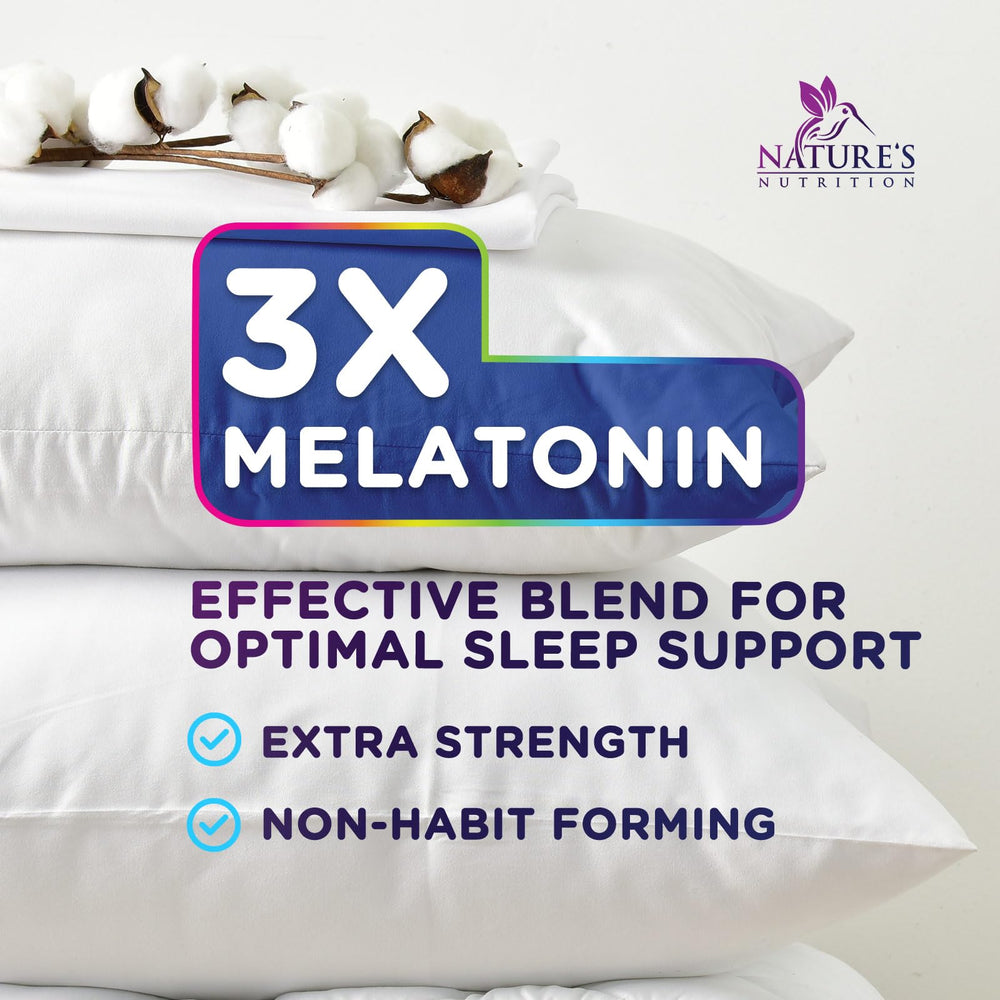 Nature's Nutrition melatonin sleep gummies night-time display for convenience