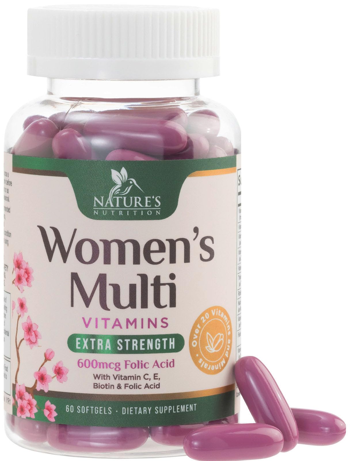 Nature's Nutrition Multivitamínico Mujer: botella visible para uso diario y conveniencia