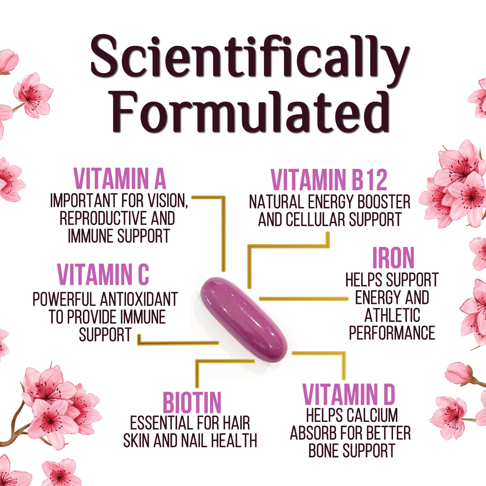 Nature's Nutrition Multivitamínico Mujer: etiqueta nutricional clara para conocer los ingredientes