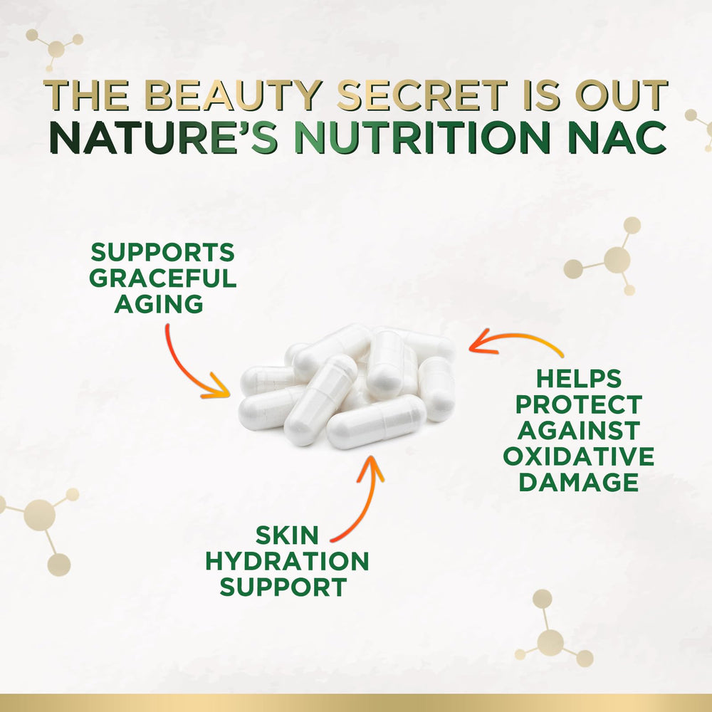 Nature's Nutrition NAC bottle ready for daily wellness routine.
