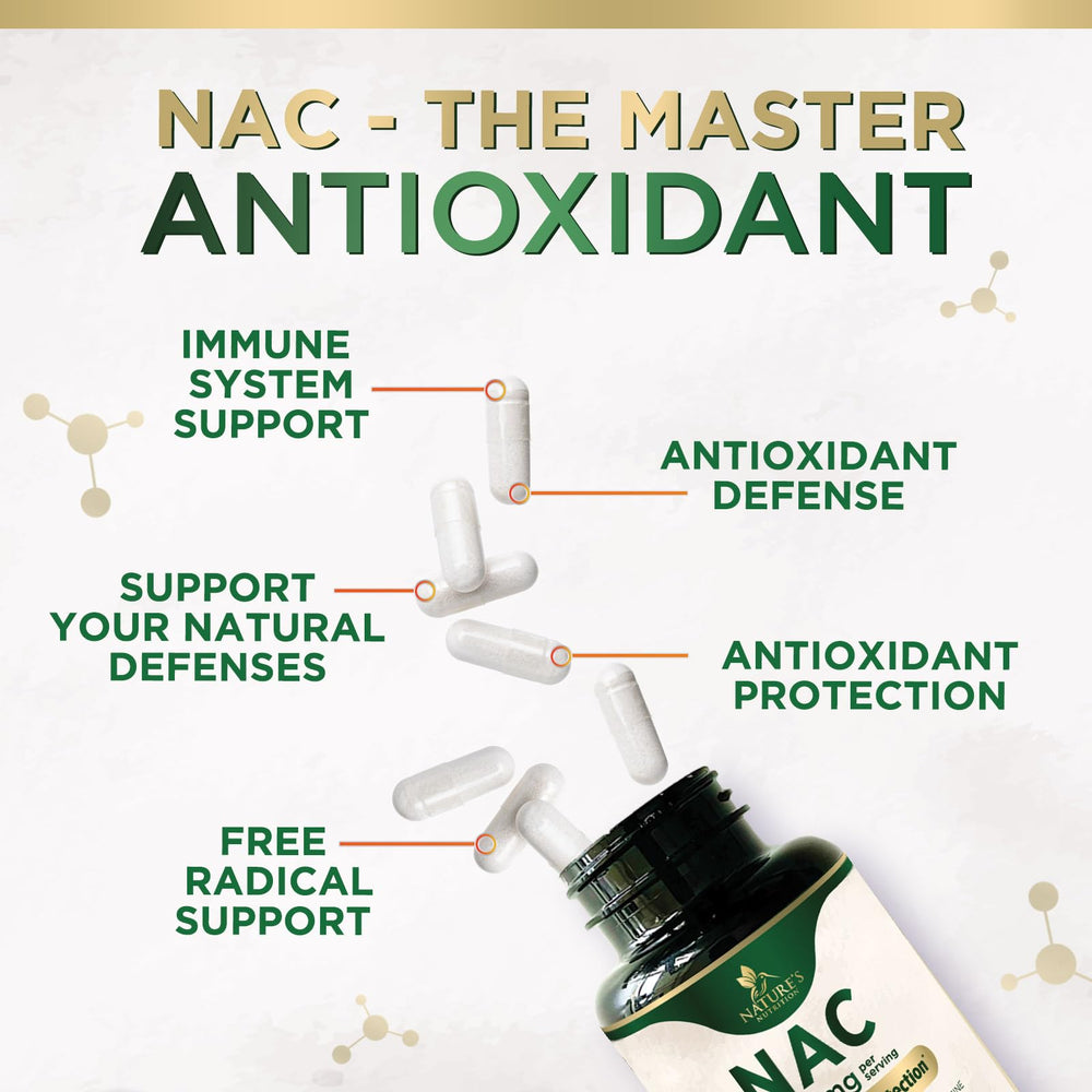Nature's Nutrition NAC bottle displays liver support messaging on the label.