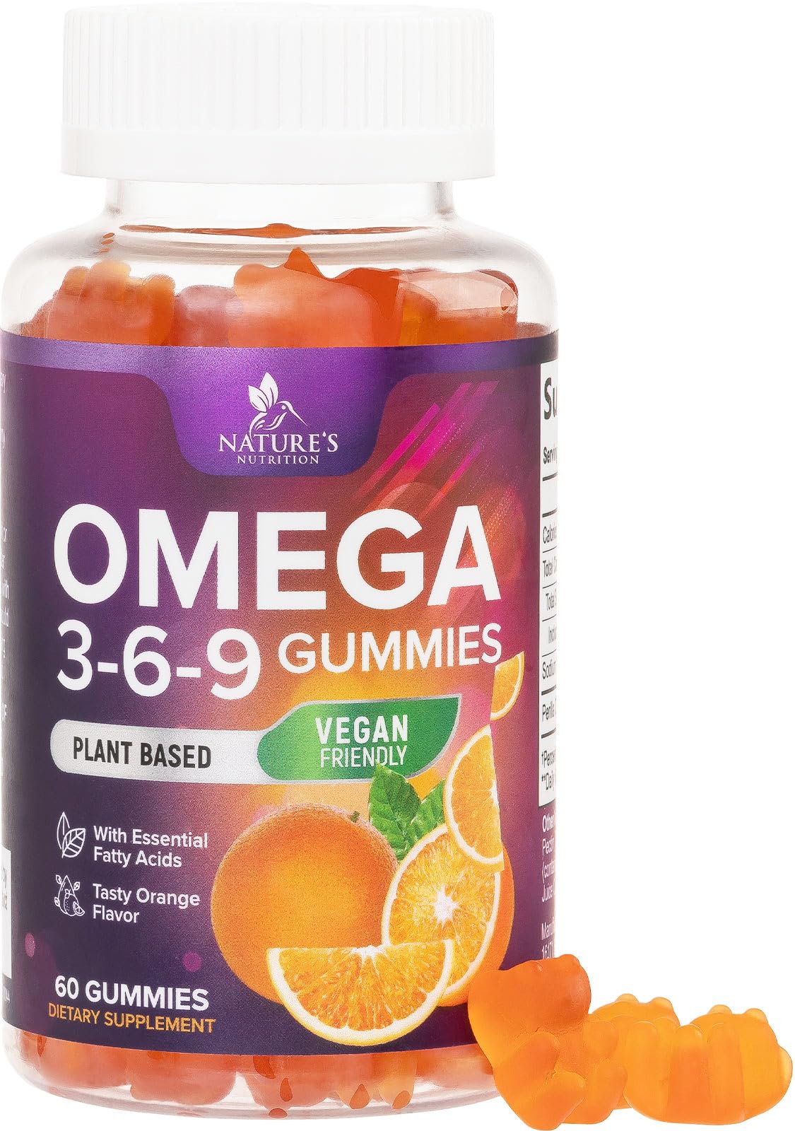 Gomitas Nature's Nutrition Omega 3 6 9 en envase, ideal para consumo diario.