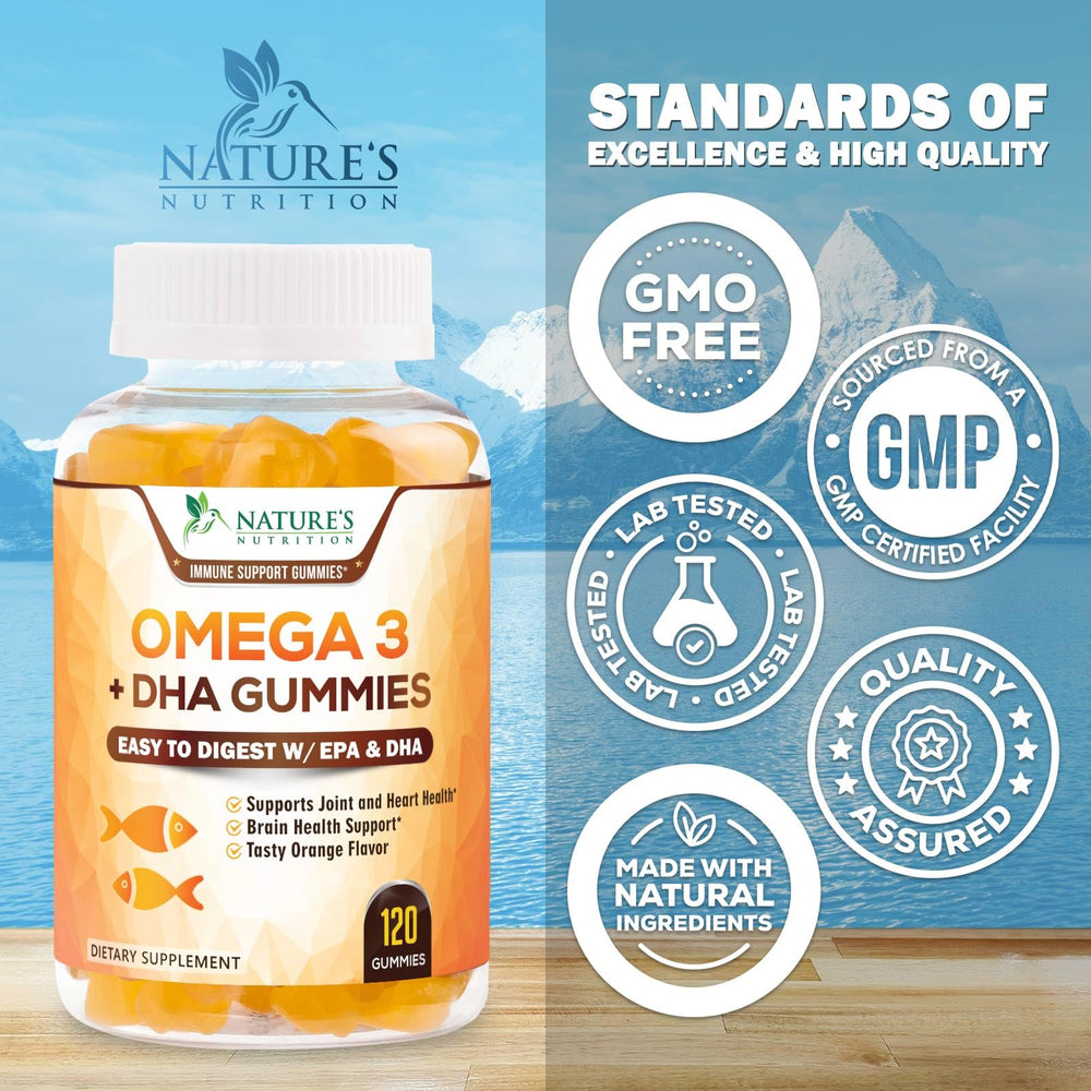 Nature's Nutrition Omega-3 gummies EPA for joints closeup illustrates flexible movement.