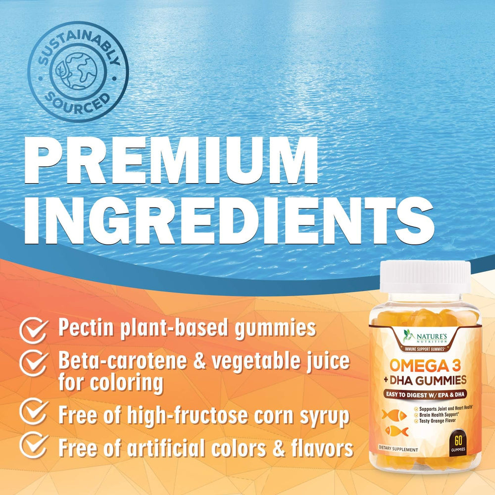 Nature's Nutrition Omega3 Gummies 60-count bottle ready for daily use