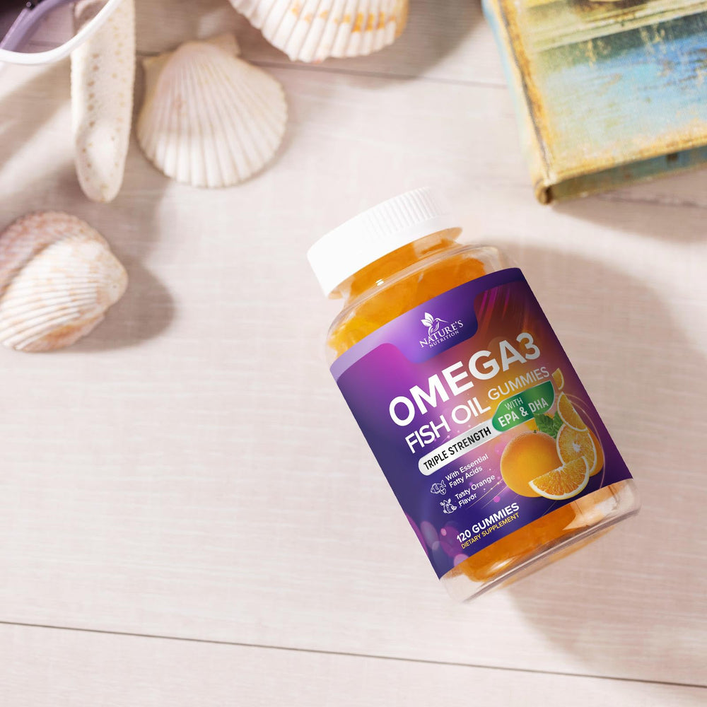 Nature's Nutrition Omega 3 Gummies sustainably sourced fish oil supports responsible nutrition.