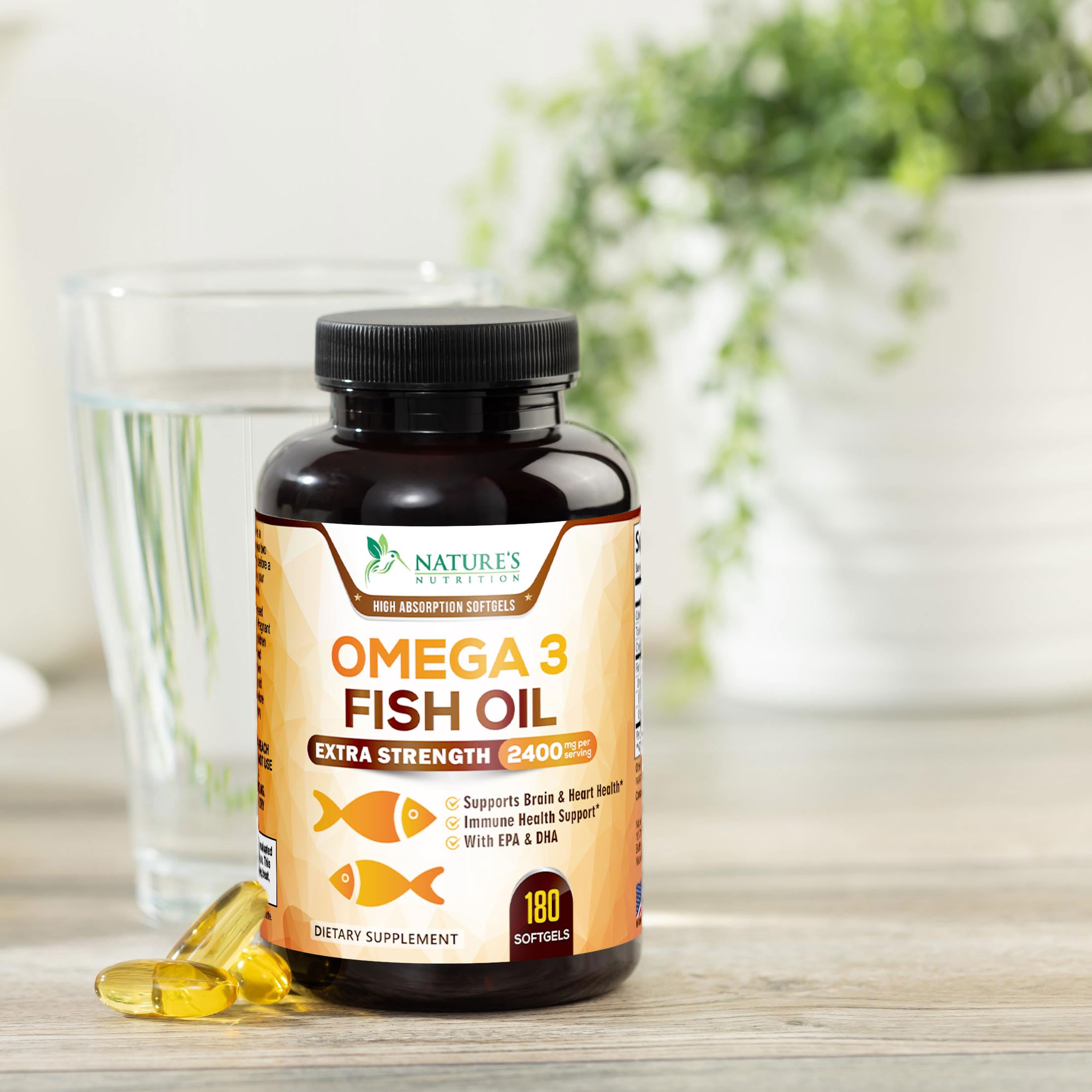 Nature's Nutrition Omega-3 outer carton with clear nutrition details.