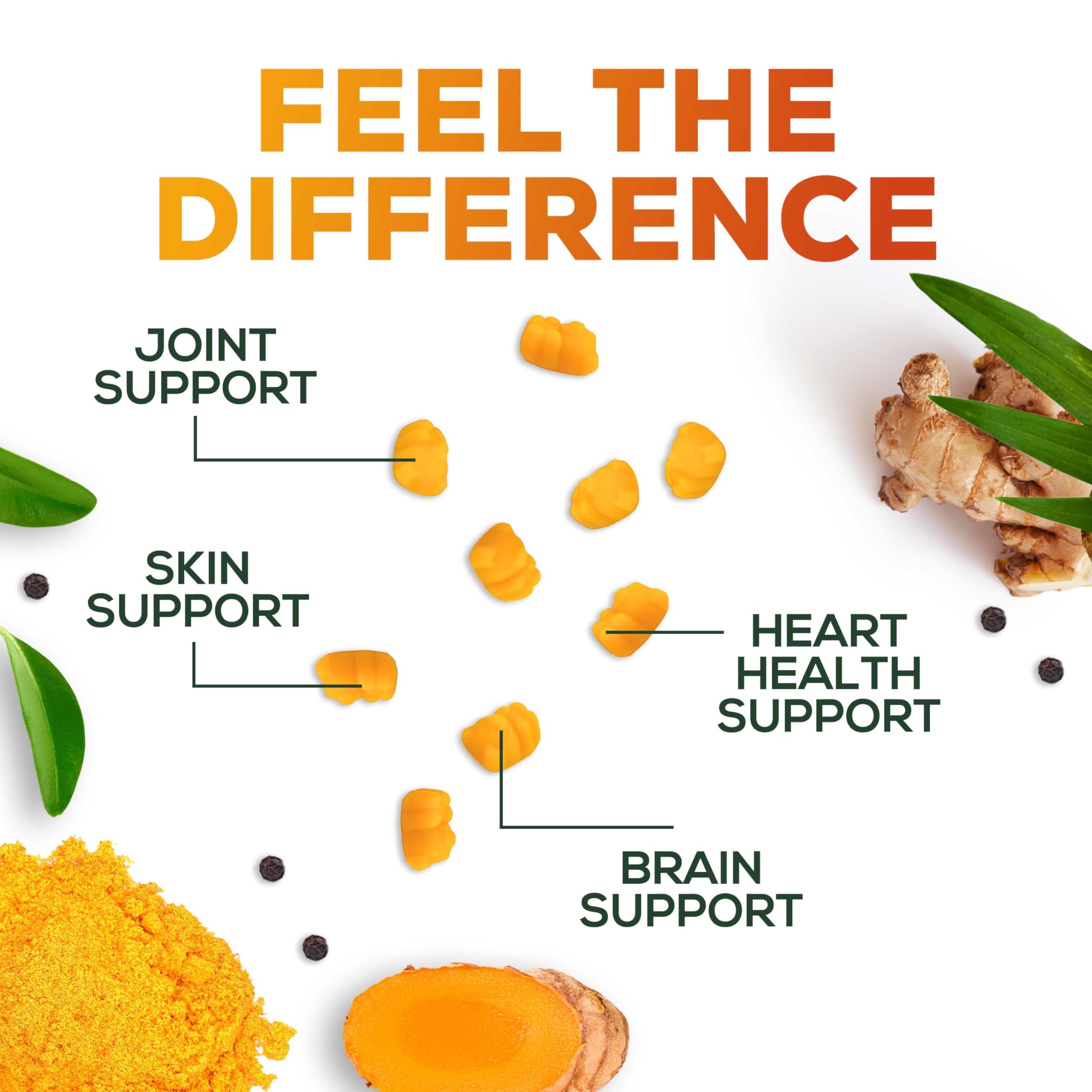 Nature's Nutrition peach flavor turmeric gummies product shot