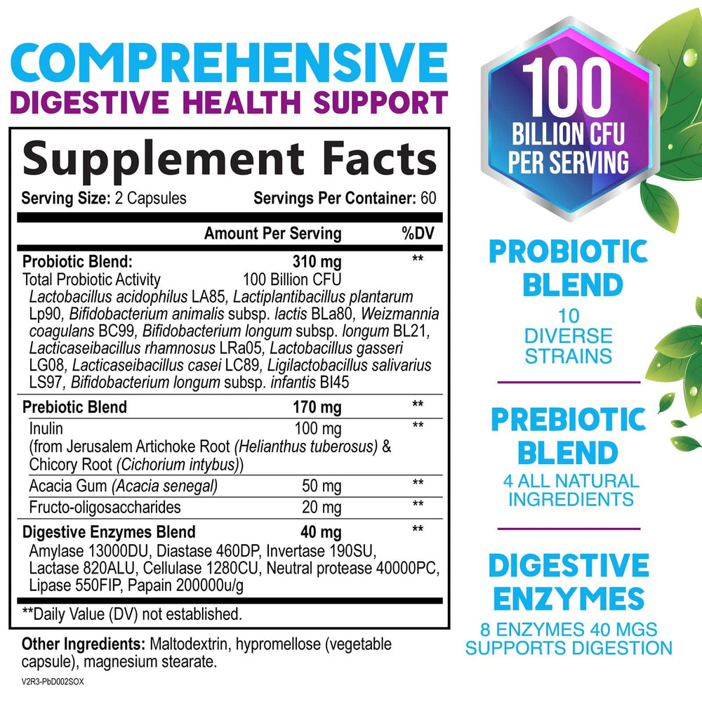 Nature's Nutrition Probiotics 10-strain blend capsules promote gut balance