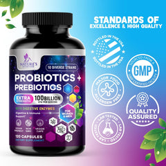 Nature's Nutrition probiotics bottle open demonstrating easy dispensing