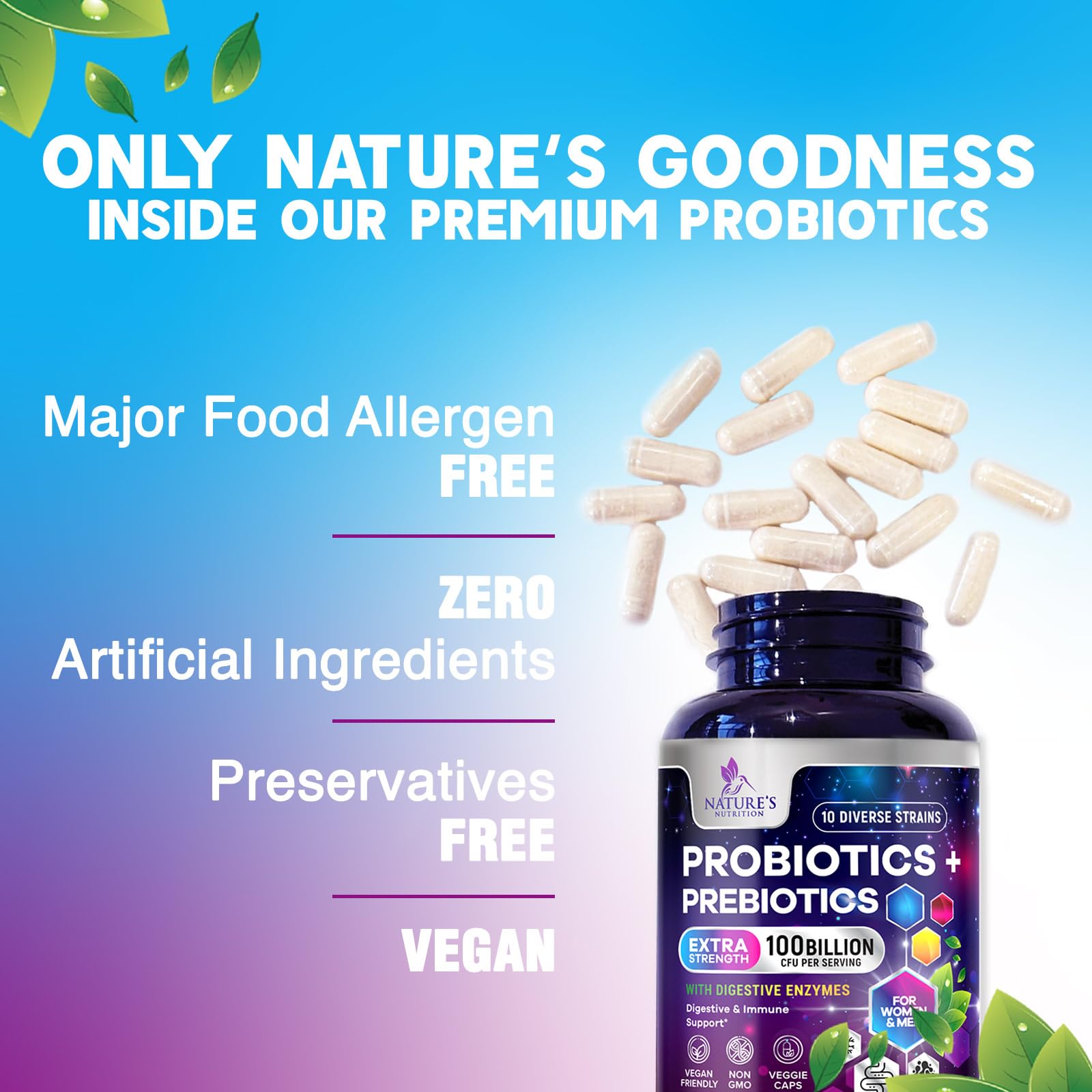 Nature's Nutrition probiotic for digestive comfort and regularity