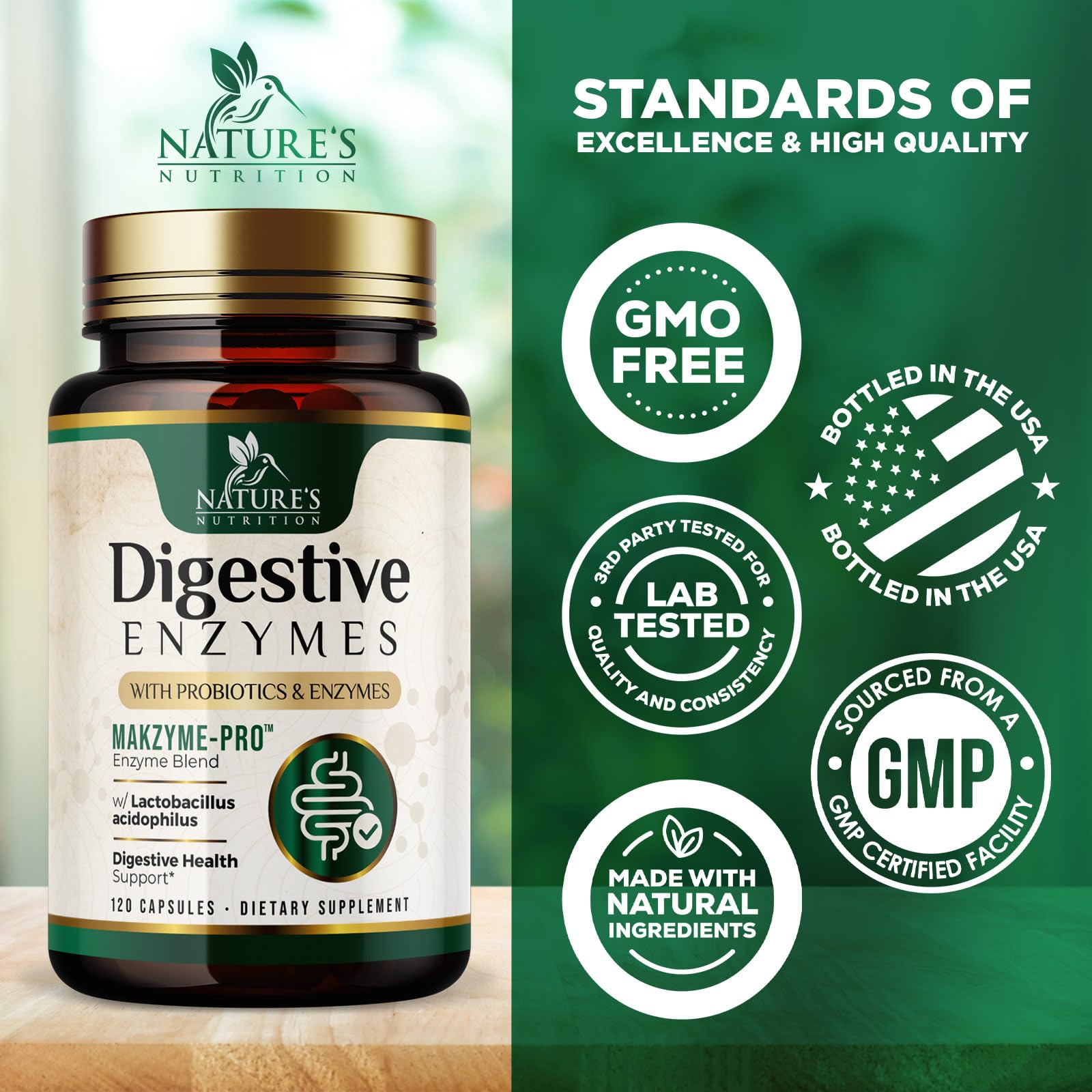Nature's Nutrition probiotics and prebiotics capsules for gut health