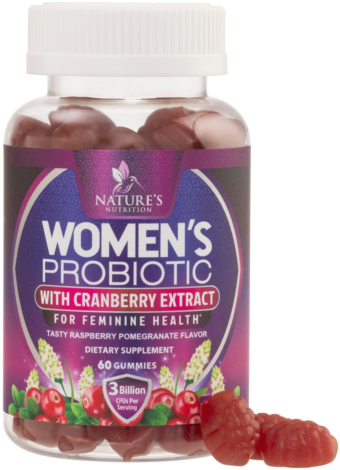 Nature's Nutrition Probiotics for Women cranberry-gummies-01 promote balanced digestion and daily wellness.