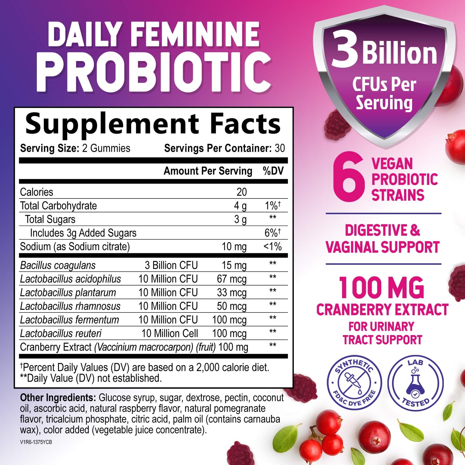 Nature's Nutrition Probiotics for Women cranberry-gummies-02 highlight immune support and vaginal health in tasty chewables.