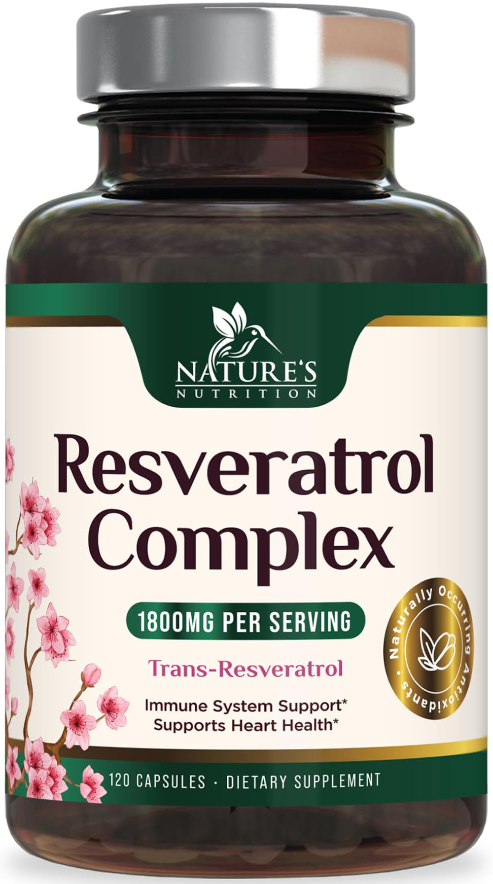 Nature's Nutrition Resveratrol bottle front for antioxidant support