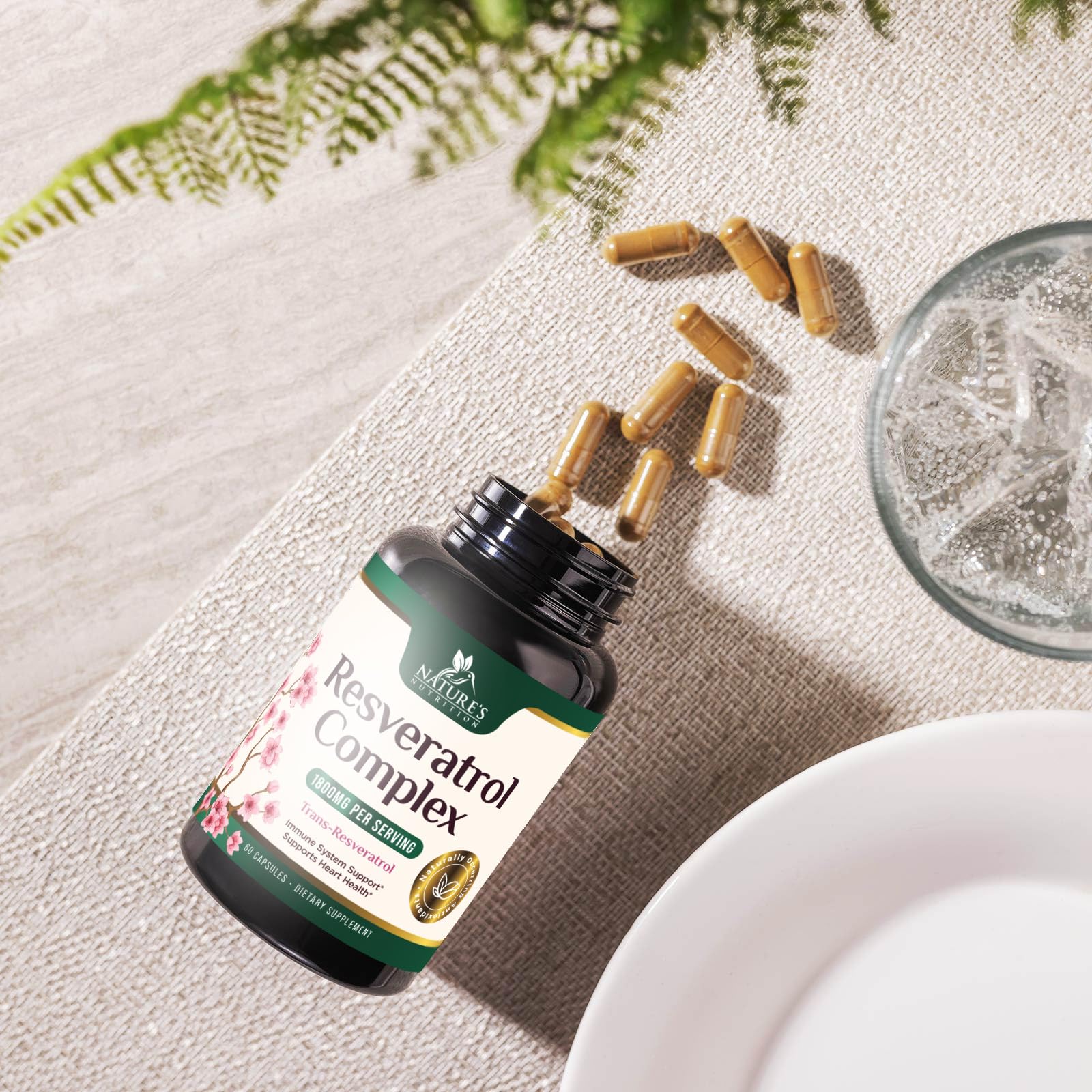 Nature's Nutrition resveratrol ingredient list featuring knotweed source