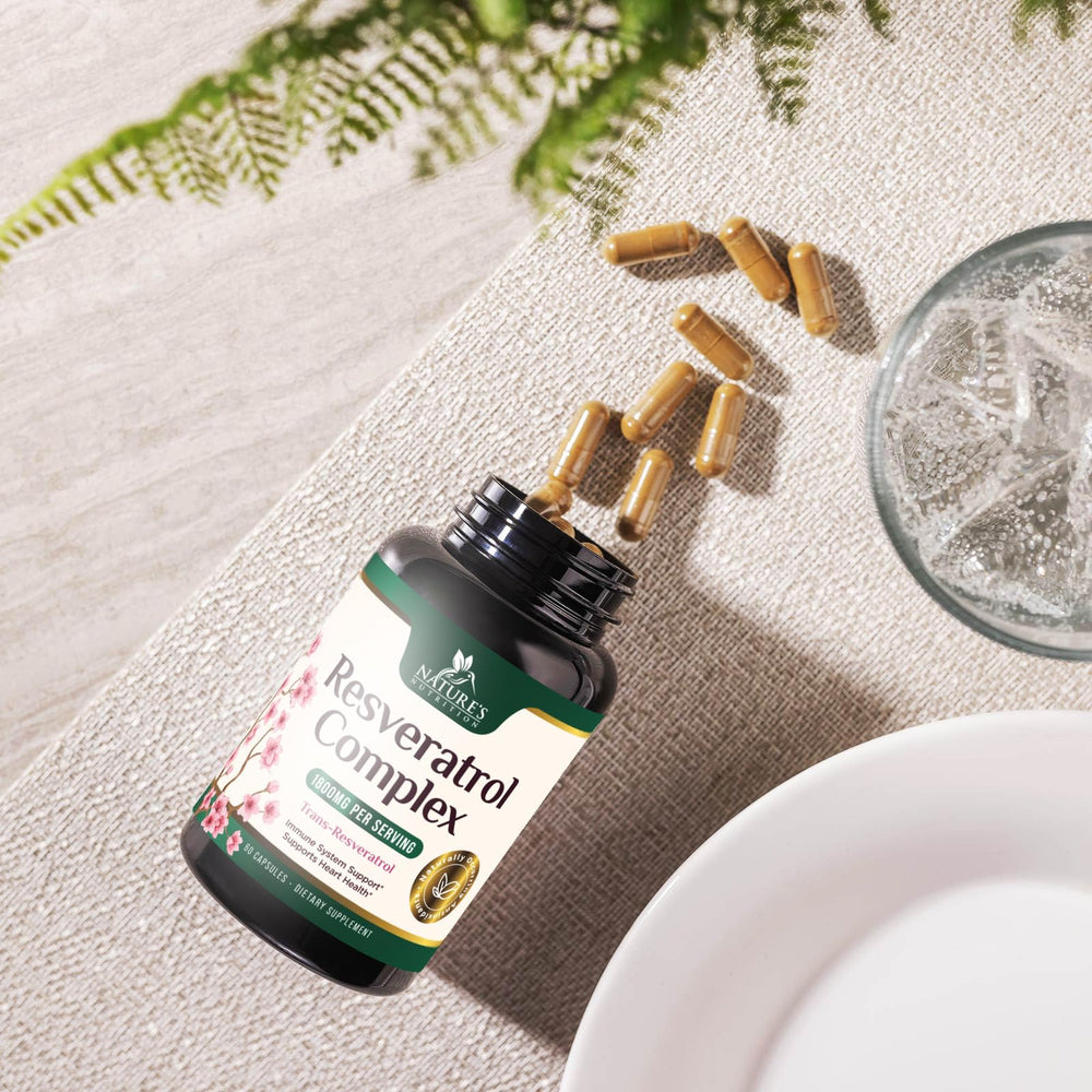 Nature's Nutrition resveratrol ingredient list featuring knotweed source