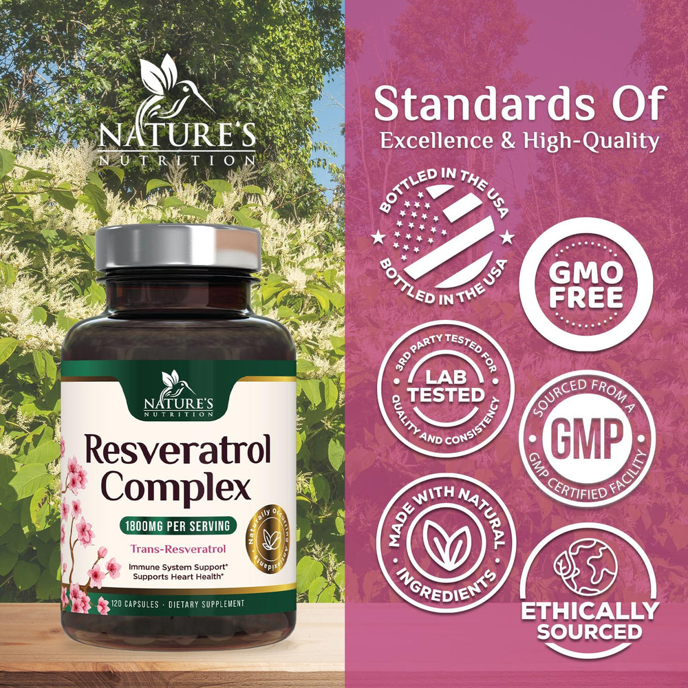 Nature's Nutrition Resveratrol serving scoop showing 1800mg per serving