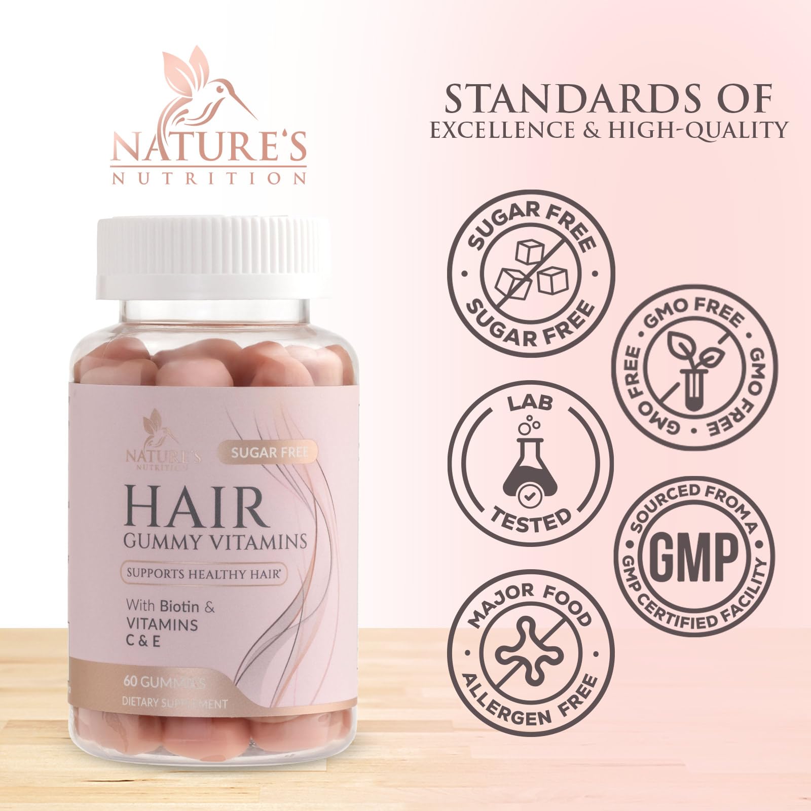 Sugar-free label emphasized on Nature's Nutrition packaging.