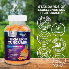 Nature's Nutrition sugar-free turmeric gummies in a resealable pouch