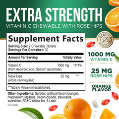 Nature's Nutrition tabletas Vitamina C 1000 mg con rosa mosqueta para mejor absorción.