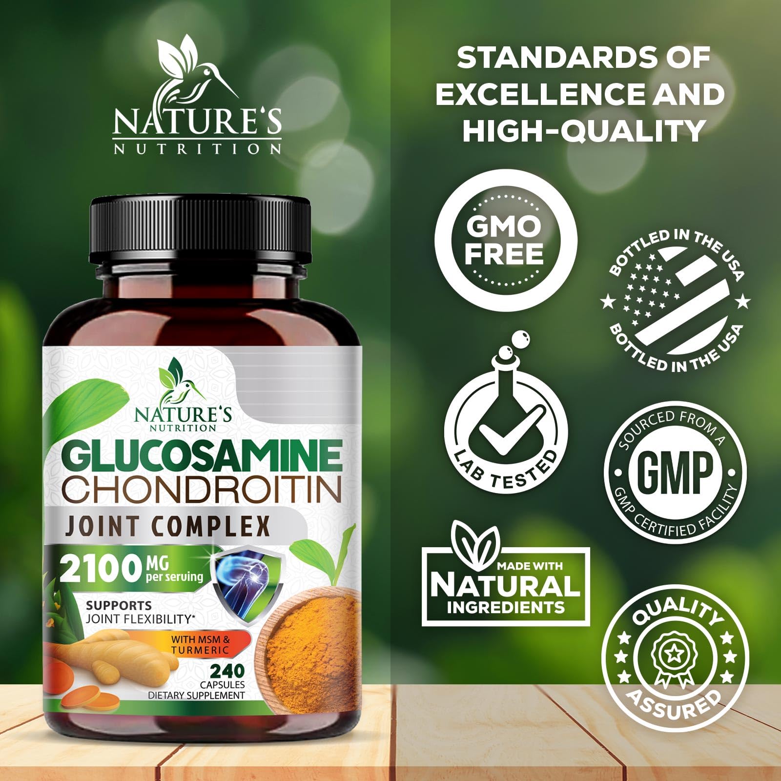 Nature's Nutrition turmeric-boswellia blend image for enhanced joint comfort.