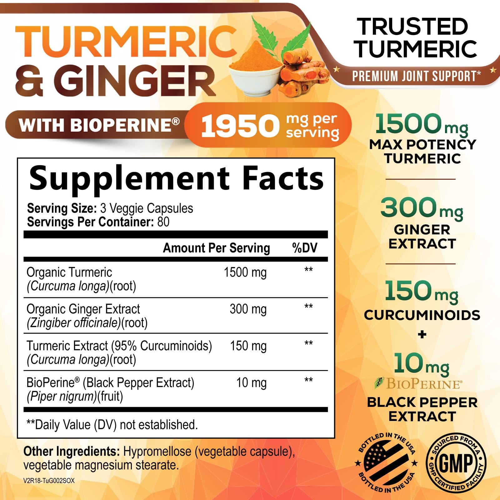 Nature's Nutrition capsules close-up highlighting 1950mg potency