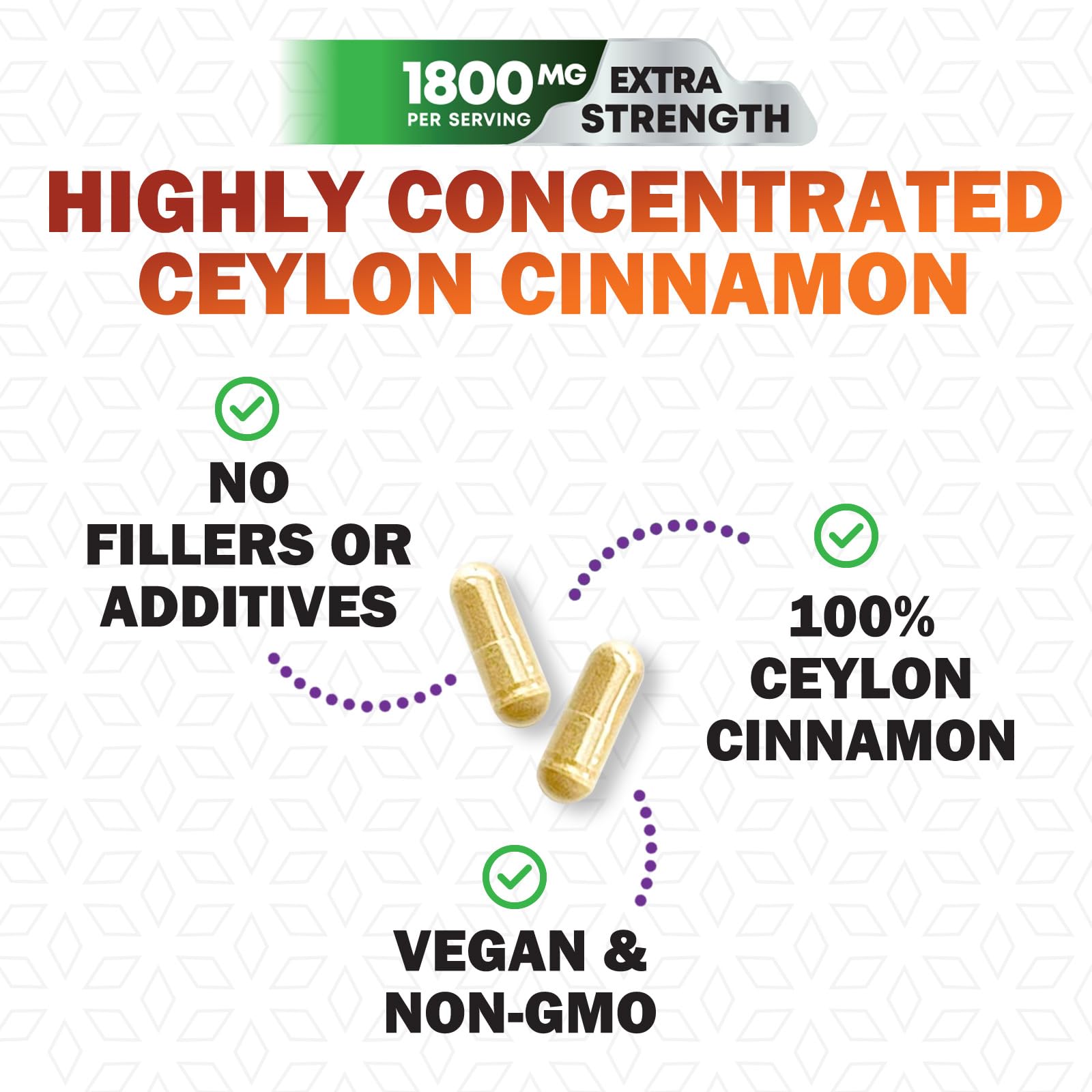Bottle display shows USA-bottled cinnamon supplement for quality you can trust.