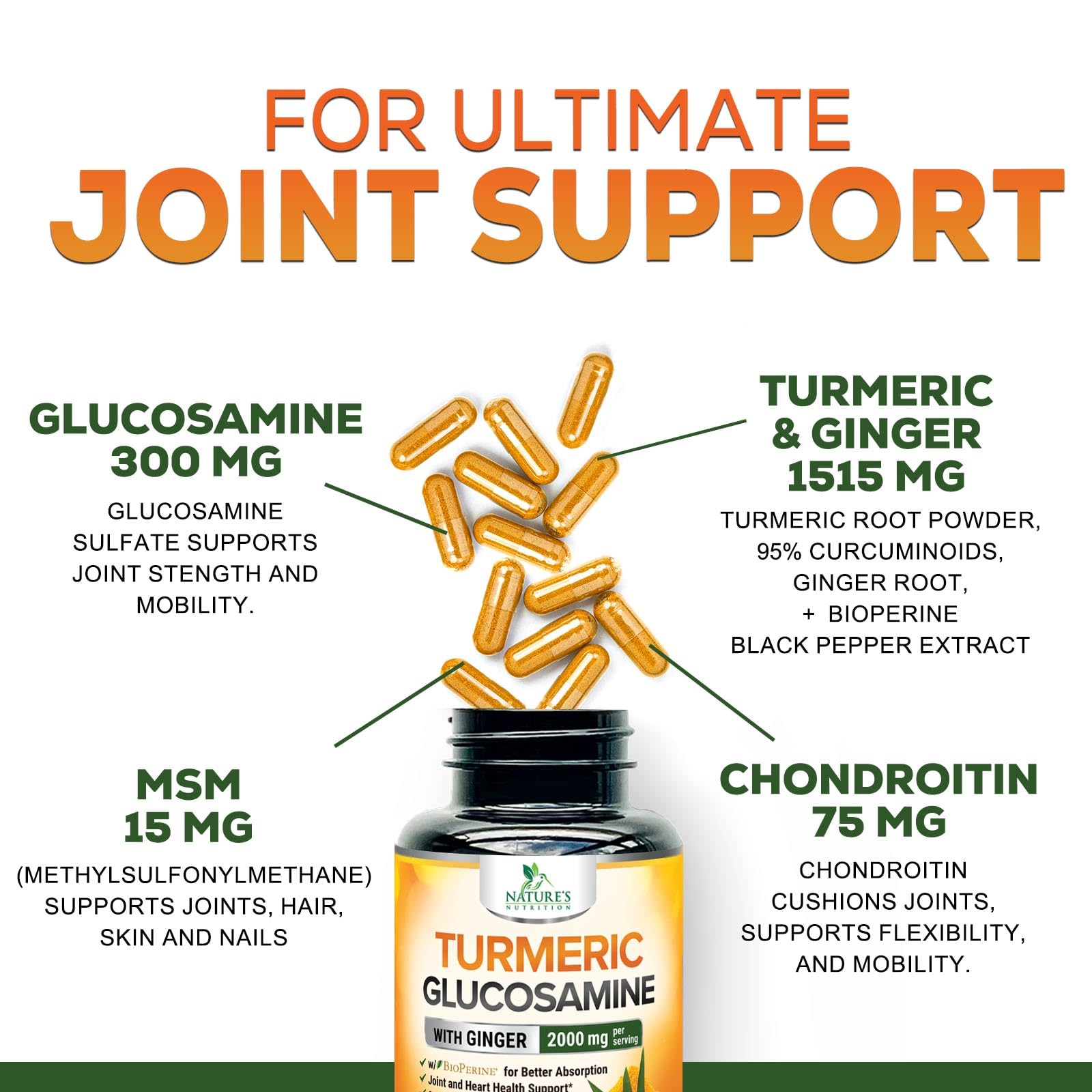 Nature's Nutrition USA-bottled label with GMP seal indicating quality assurance.