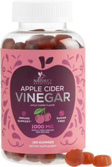 Nature's Nutrition Vegan ACV Gummies bottle front highlighting 1000mg dosage for digestion support
