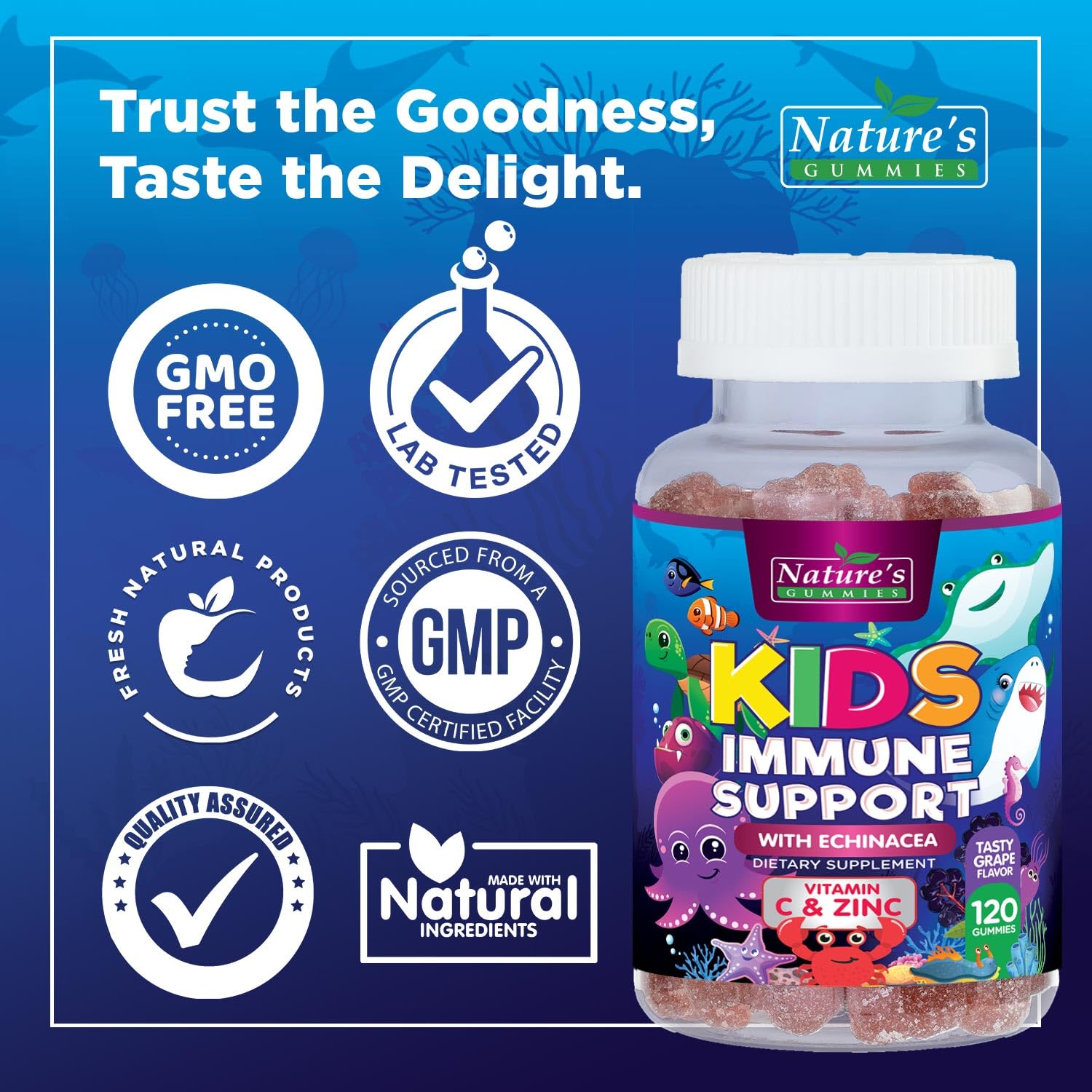 Nature's Nutrition vegan non-GMO kids supplement with clean ingredients