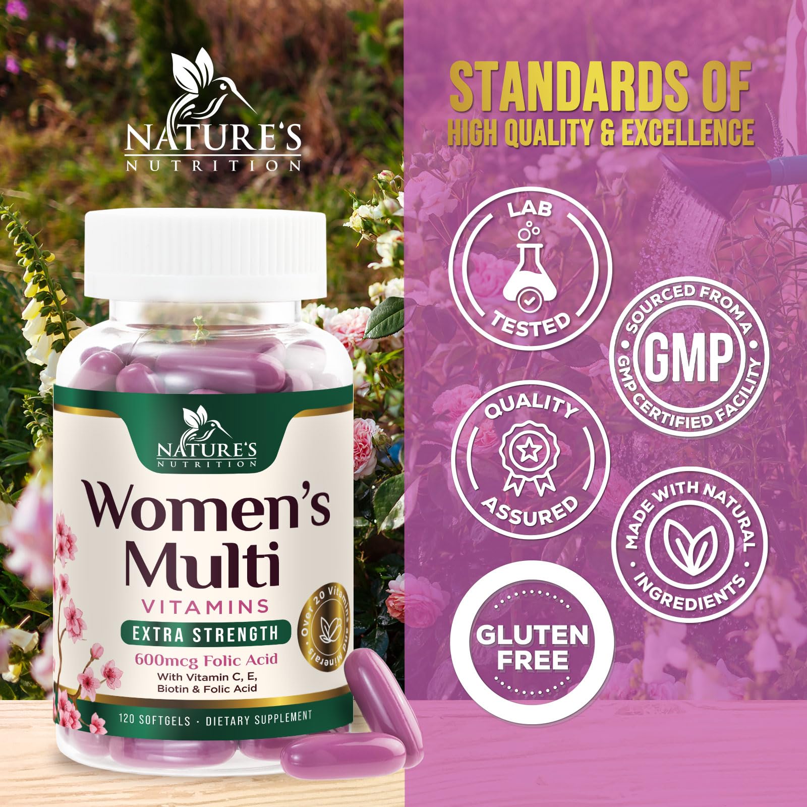 Nature's Nutrition multivitamin with iron and zinc for immune support
