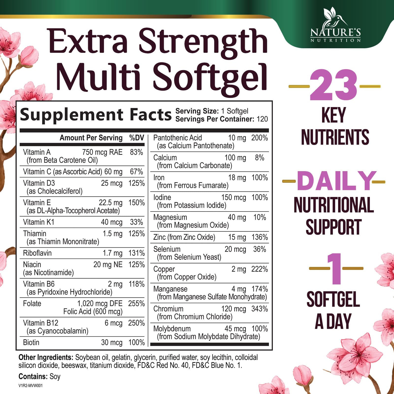 Nature's Nutrition women's multivitamin bottle with multi-nutrients