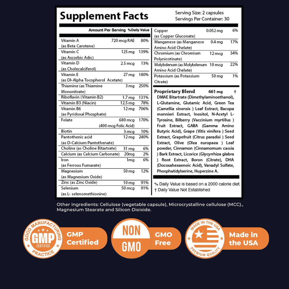 Nature’s NutriWave Memory Lift label view highlights vegetarian, non-GMO formulation.