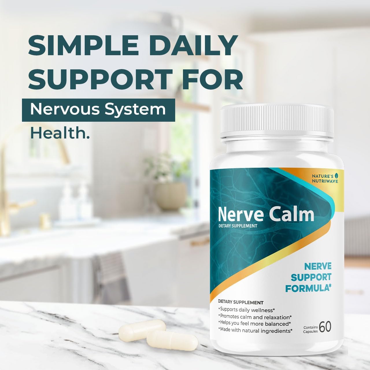 Nature’s NutriWave NerveCalm ingredient blend showcased.
