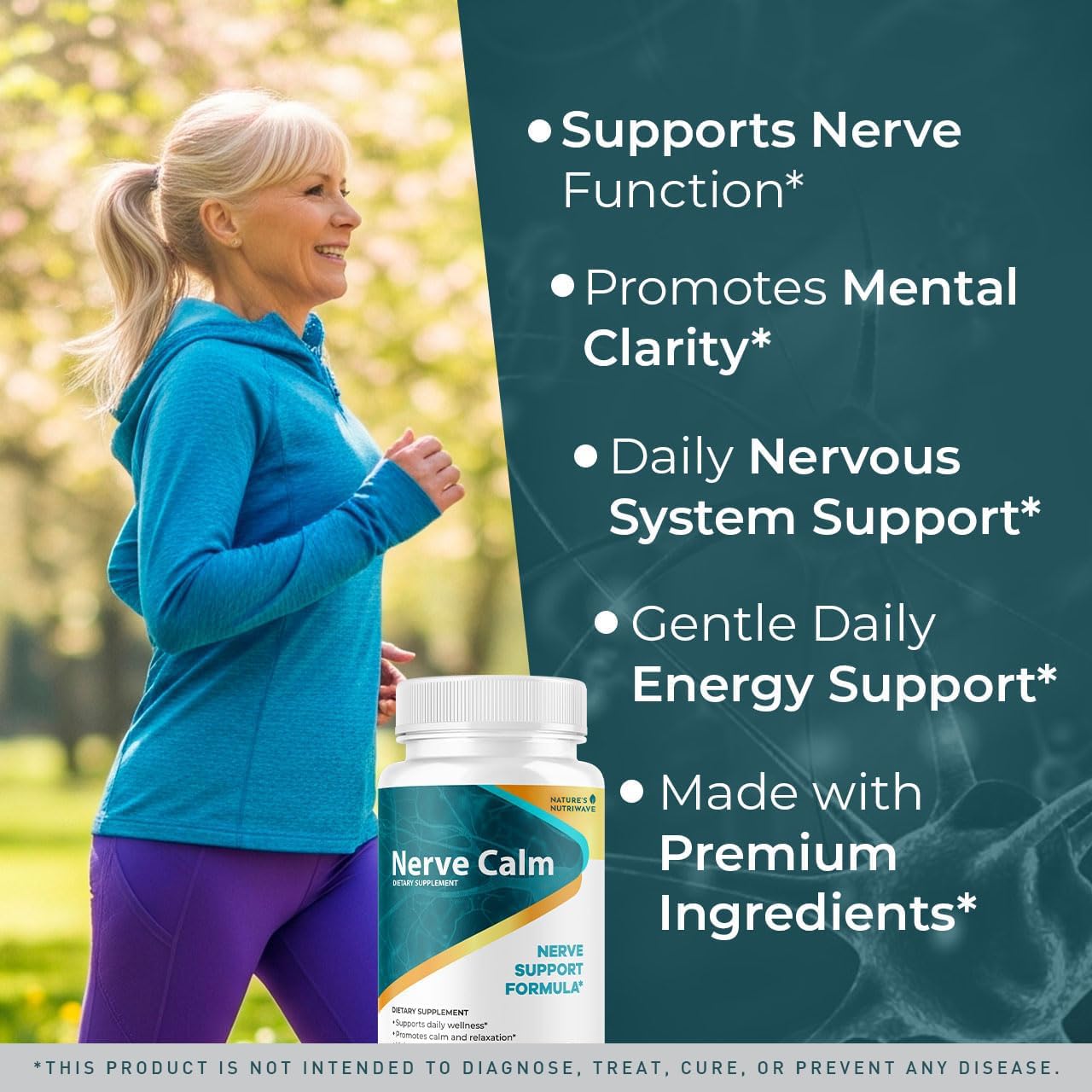 Nature’s NutriWave NerveCalm vegan capsules close-up.