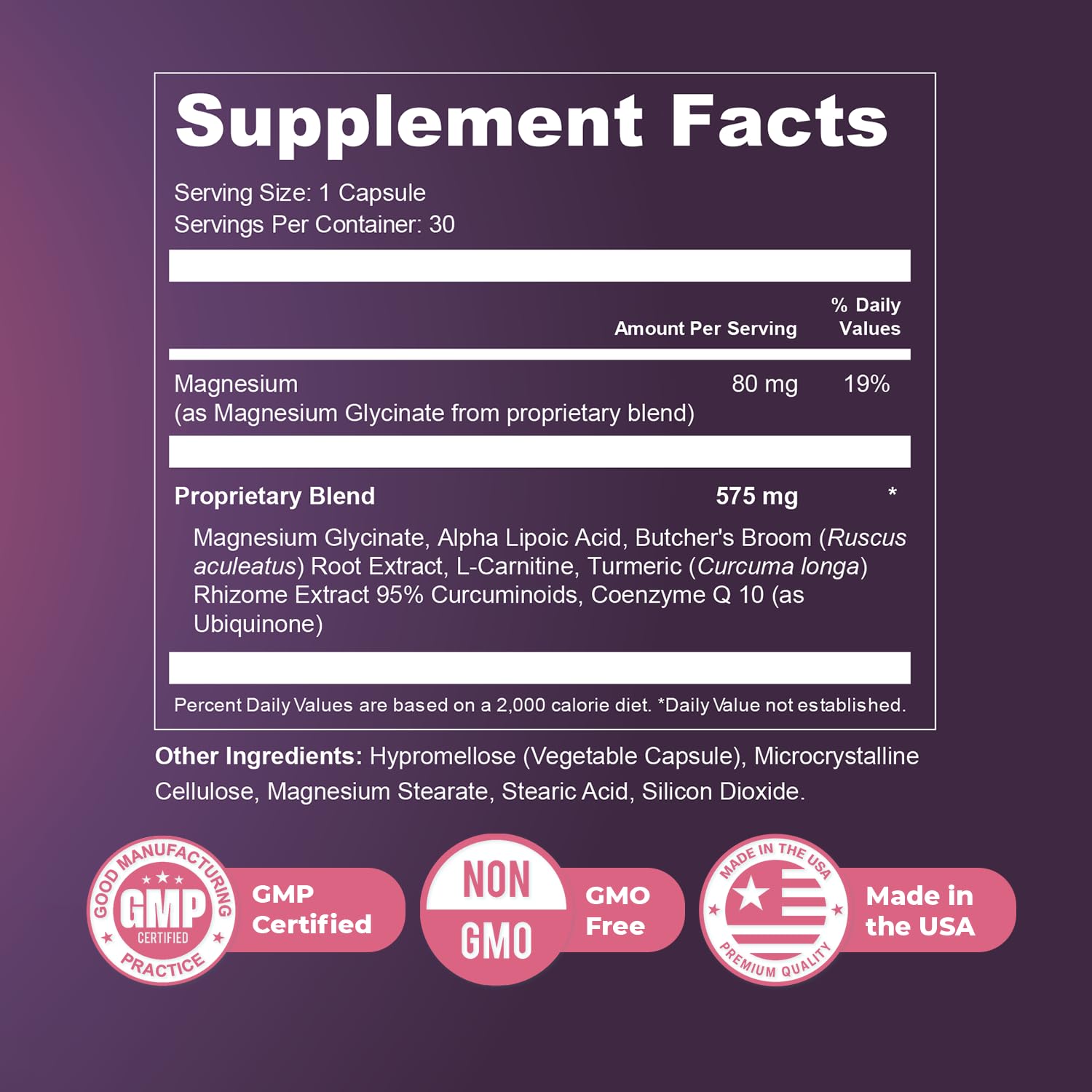 Close-up of Presgera ingredients, featuring turmeric and magnesium glycinate for daily nourishment.
